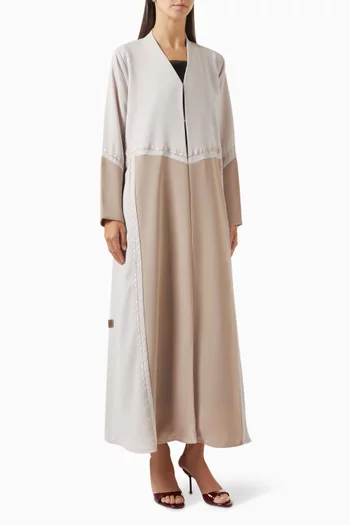 Two-tone Embroidered Abaya in Crepe