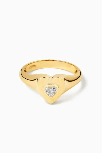 Heart Signet Ring in 18kt Yellow Gold