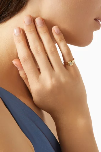 Round Signet Ring in 18kt Yellow Gold