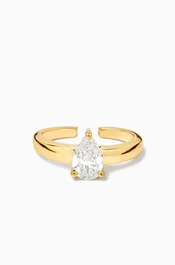 Pear Solitaire Single Ear Cuff in 18kt Yellow Gold