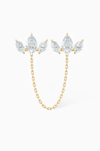 Marquise Rope Stud Single Earring in 18kt Yellow Gold