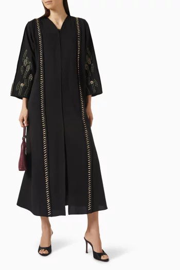 Thread-embroidered Abaya in Linen