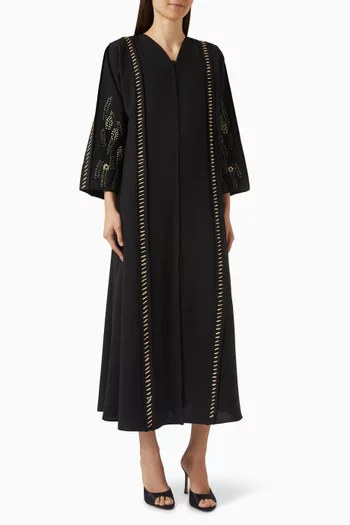 Thread-embroidered Abaya in Linen