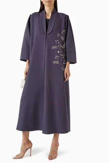 Thread-embroidered Abaya in Crepe