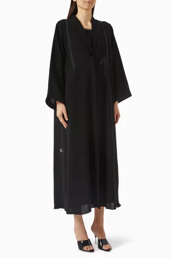 Bead-embellished Abaya in Crepe