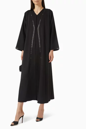 Bead-embellished Abaya in Crepe