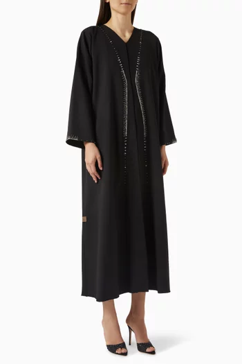 Bead-embellished Abaya in Crepe