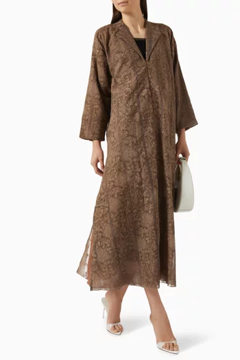 Embroidered Abaya in Linen