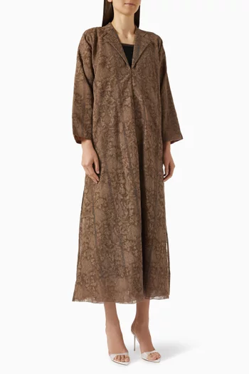 Embroidered Abaya in Linen