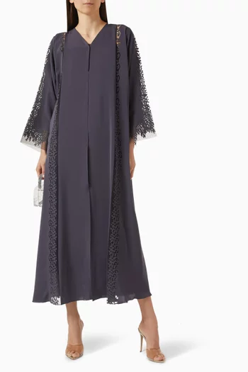Lace-trim Abaya in Nada