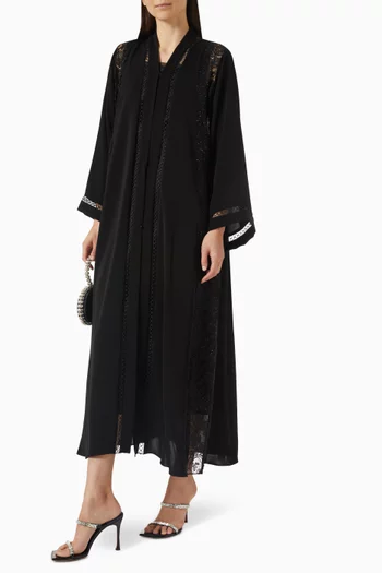 Lace-embroidered Abaya in Nada