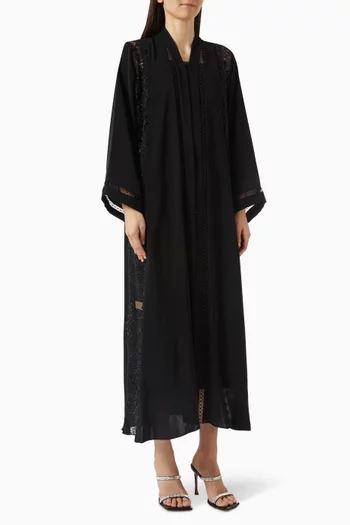 Lace-embroidered Abaya in Nada