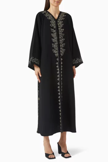 Thread-embroidered Abaya in Crepe
