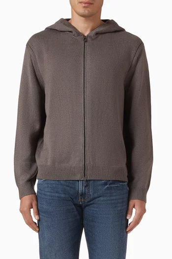 Full-zip Hoodie Cardigan in Virgin Wool Blend