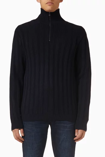 Half Zip Sweater in Virgin Wool-blend