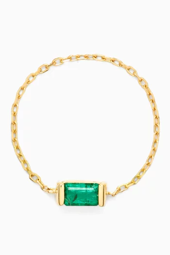 Azure Precious Stone Chain Ring in 18kt Yellow Gold