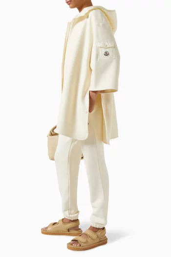Hooded Zip-up Cape in Wool