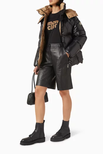 Parana Hooded Short Down Jacket in Nylon Laqué