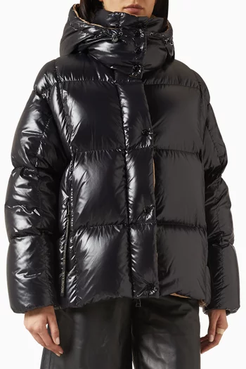 Parana Hooded Short Down Jacket in Nylon Laqué