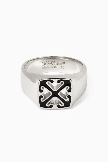 Enamel Arrow Ring in Brass