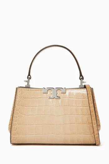 Mini Eleanor Satchel Bag in Croc-embossed Leather