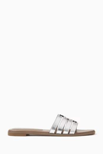 Ines Slides in Metallic Leather