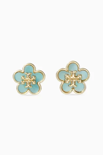 Kira Flower Stud Earrings in Gold-plated Brass