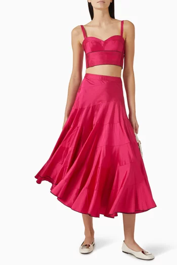 Flared Midi Skirt in Silk