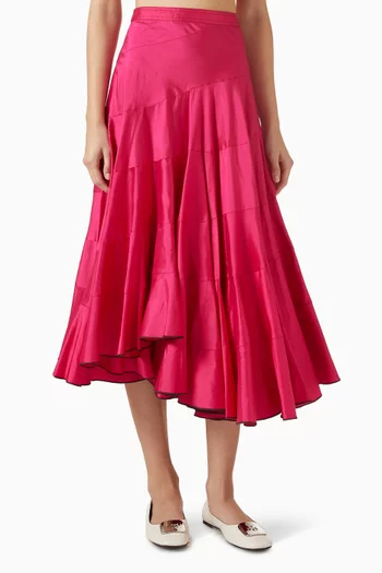 Flared Midi Skirt in Silk
