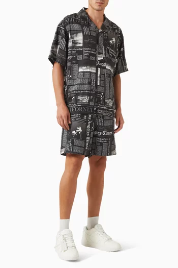 Newspaper-print Shirt in Viscose