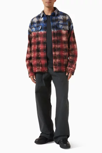 Curved Logo Checked Shirt in Cotton