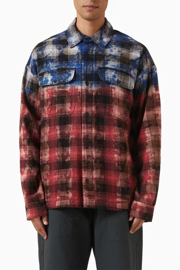 Curved Logo Checked Shirt in Cotton