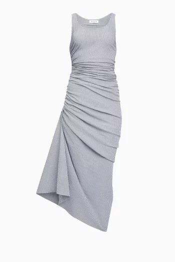 Striped Gathered Midi Dress