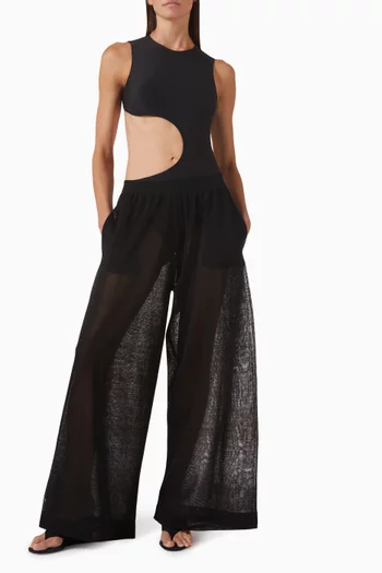 Fluid Wide-leg Pants in Linen Blend