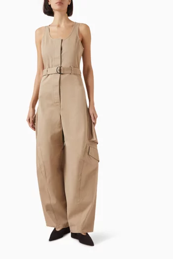 Belted Cargo Jumpsuit in Cotton