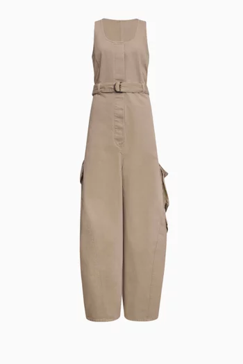 Belted Cargo Jumpsuit in Cotton