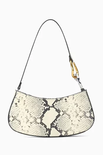 Ollie Shoulder Bag in Snake-embossed Leather