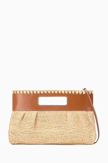 Lena Clutch Bag in Raffia & Leather