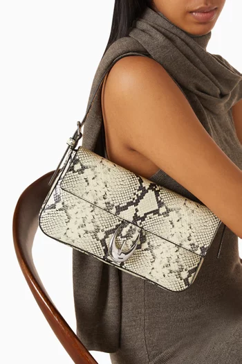 Harlow Shoulder Bag in Snake-embossed Leather