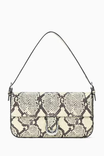 Harlow Shoulder Bag in Snake-embossed Leather