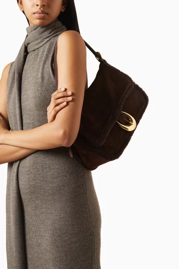 Medium Harlow Shoulder Bag in Suede & Shearling