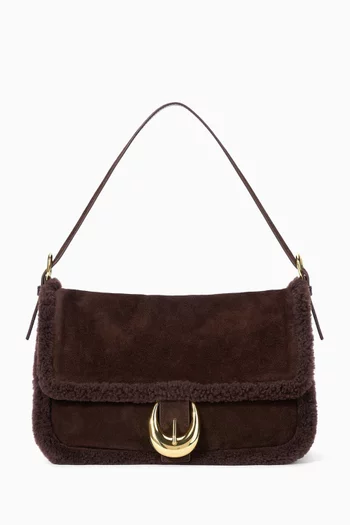 Medium Harlow Shoulder Bag in Suede & Shearling