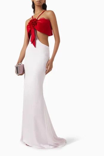 Off-shoulder Dress in Satin-velvet