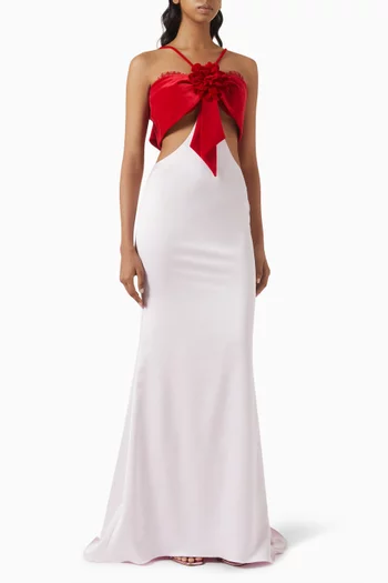 Off-shoulder Dress in Satin-velvet