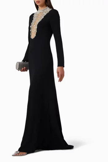 فستان سهرة ديلانا مزين بالكريستال كريب