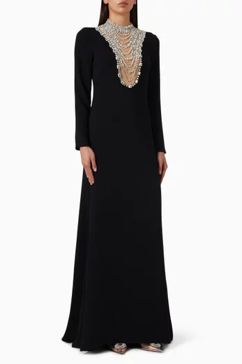 فستان سهرة ديلانا مزين بالكريستال كريب