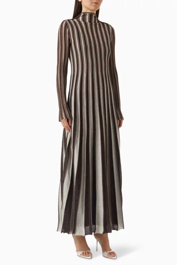 Glenda Striped Deco Maxi Dress in Lurex-knit