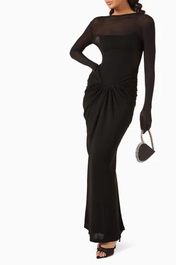 Serena Maxi Dress in Woven Mesh & Interlock Knit