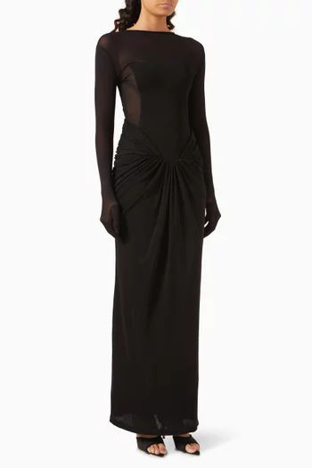 Serena Maxi Dress in Woven Mesh & Interlock Knit