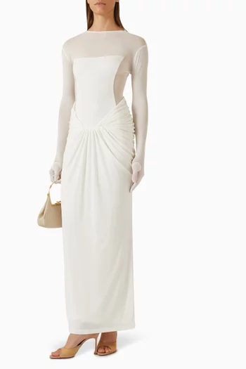 Serena Maxi Dress in Woven Mesh & Interlock Knit